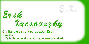 erik kacsovszky business card